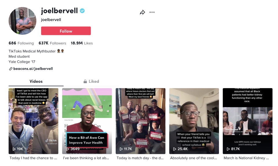 Bervell's TikTok page, March 23, 2023.