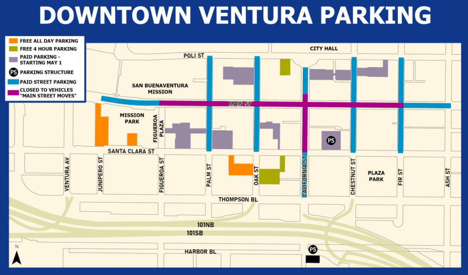 On May 1, some downtown Ventura parking lots and the parking structure on Santa Clara Street will start to charge for parking.