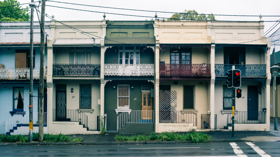 Housing: A row of town houses in Sydney.