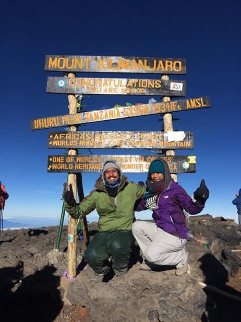 During their visit to Tanzania, the couple climbed Mt. Kilimanjaro. Photo: Camille and Mark Villaflor