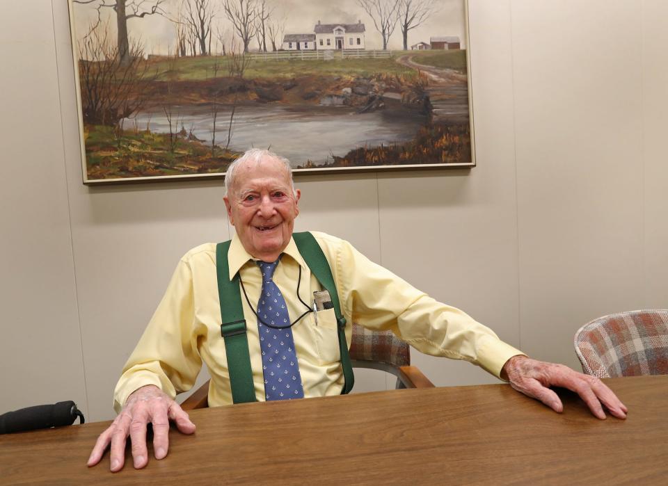 Indiana's oldest state employee, Bob Vollmer, talks about his life and work, Friday, Jan. 17. he 102-year-old surveyor from the Indiana Department of Natural Resources retired on Feb. 6.