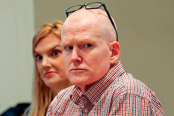 Alex Murdaugh sitting in court with attorney Margaret Fox during a judicial hearing in the Colleton County Courthouse on Monday, Aug. 29, 2022.