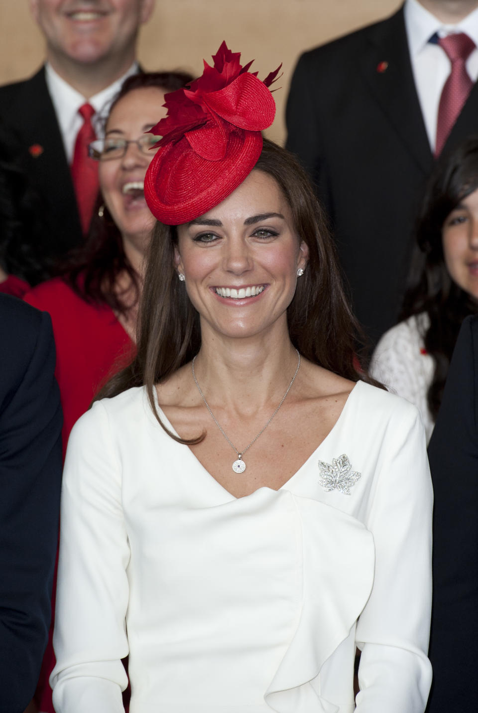 Kate was pictured wearing diamonds including this maple leaf broach, while visiting Canada in 2011. Photo: Getty