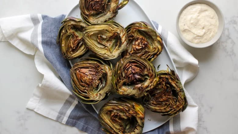 Grilled artichokes and aioli 