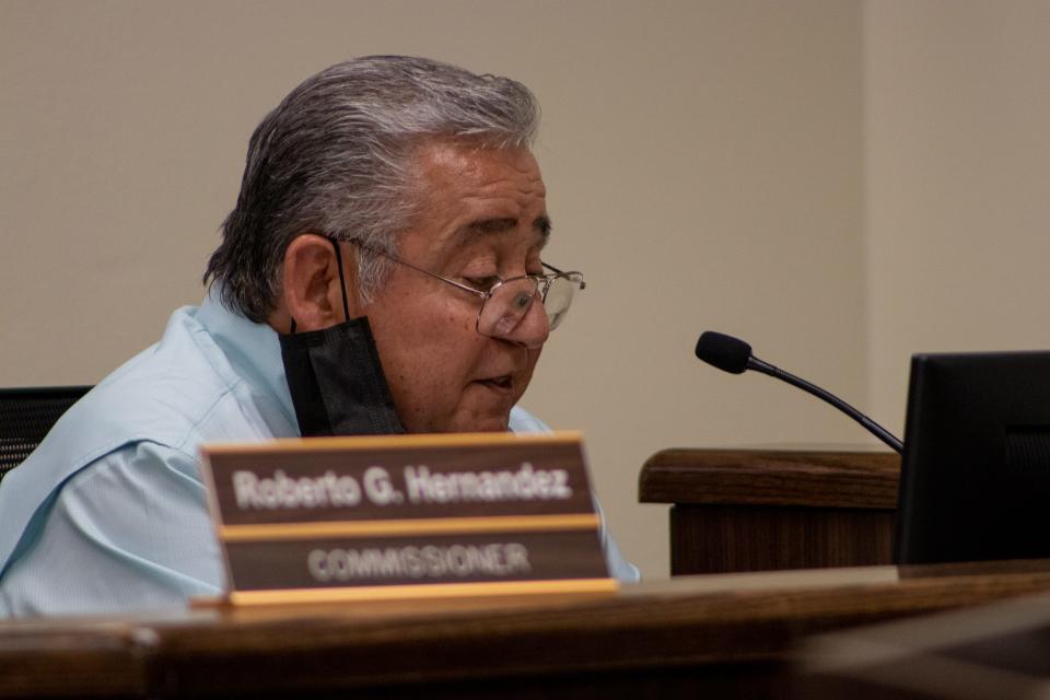 Precinct 1 commissioner Robert Hernandez speaks during the public comment period during the court's regular meeting on May 11, 2022. Citing issues with the fire marshal's office and the county's bidding process for procurement, he said residents "don't trust us anymore," referring to the Commissioners Court.