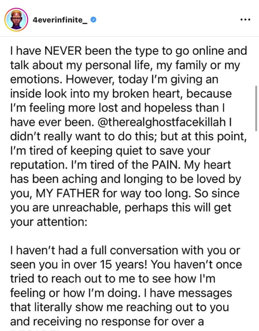 Ghostface Killah Son Statement