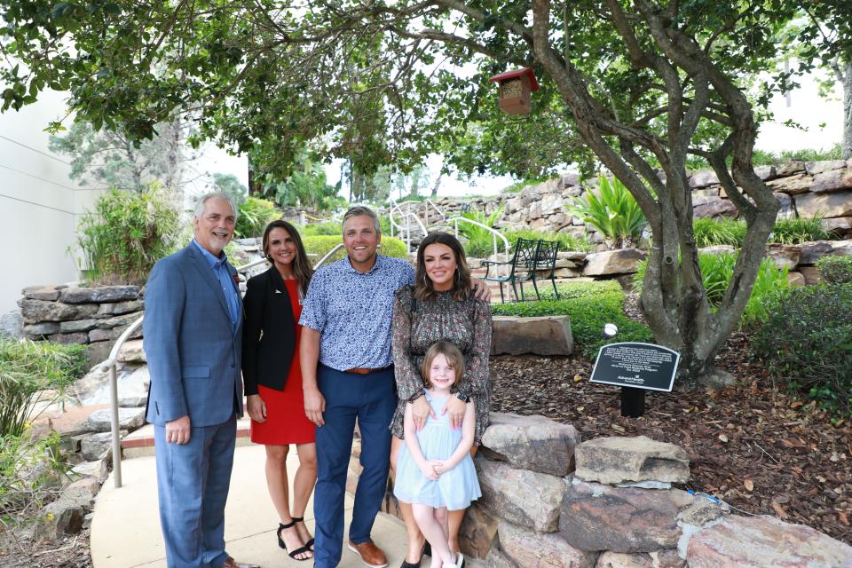 Ryan, Kait and Palmer Gray; AdventHealth Ocala President & CEO, Joe Johnson and AdventHealth Ocala Foundation Executive Director, Jenna Krager were present at the tribute on June 14.