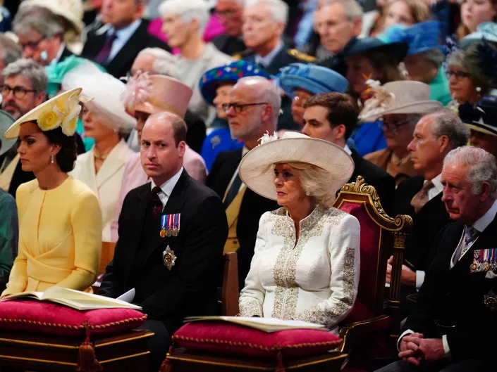William and Middleton were seated by Prince Charles and Camilla, the Duchess of Cornwall.
