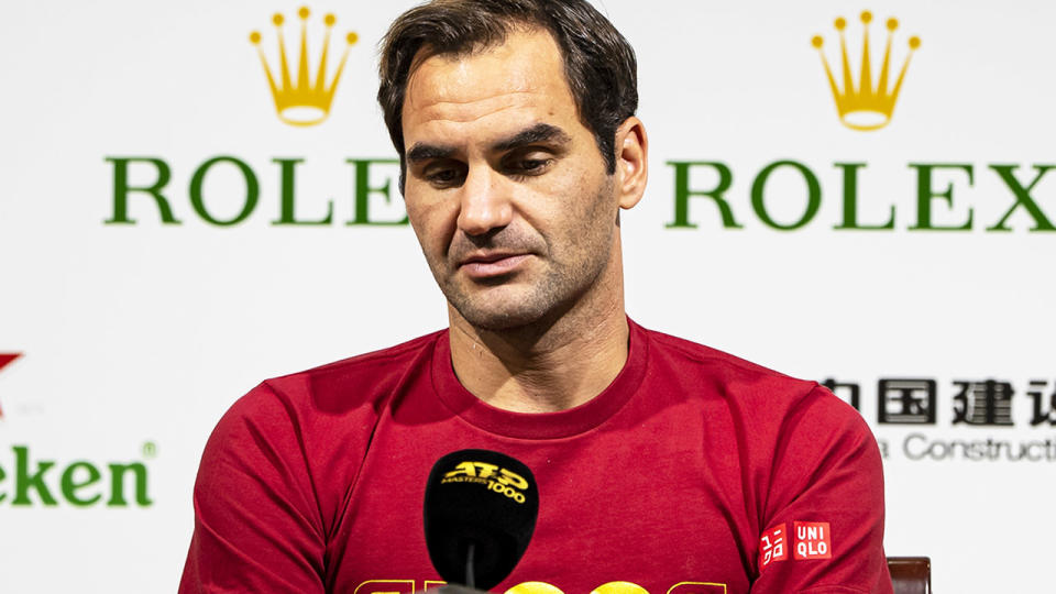 Roger Federer, pictured here speaking at a press conference.