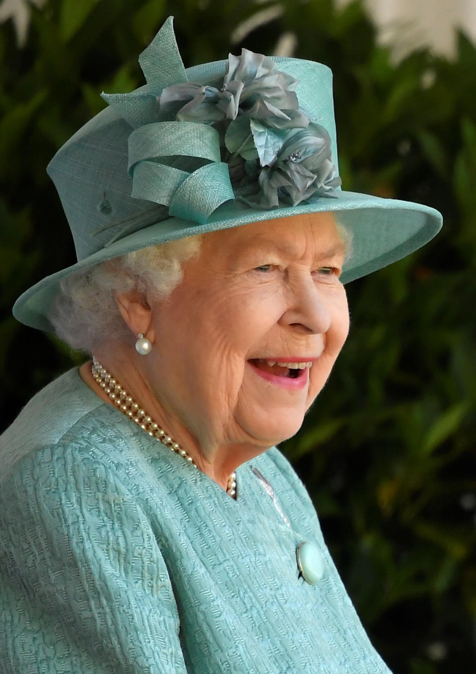 Britain's Queen Elizabeth II attends a ceremony to mark her official birthday at Windsor Castle in Windsor, southeast England on June 13, 2020, as Britain's Queen Elizabeth II celebrates her 94th birthday this year. (Photo by TOBY MELVILLE / POOL / AFP) (Photo by TOBY MELVILLE/POOL/AFP via Getty Images)