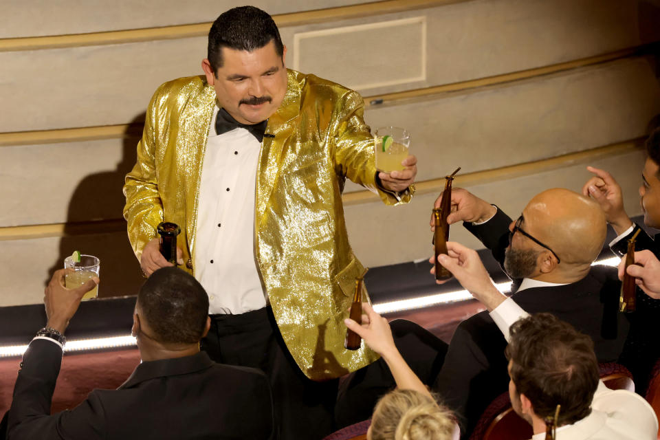 HOLLYWOOD, CALIFORNIA - MARCH 10: Guillermo Rodriguez speaks during the 96th Annual Academy Awards at Dolby Theatre on March 10, 2024 in Hollywood, California. (Photo by Kevin Winter/Getty Images)