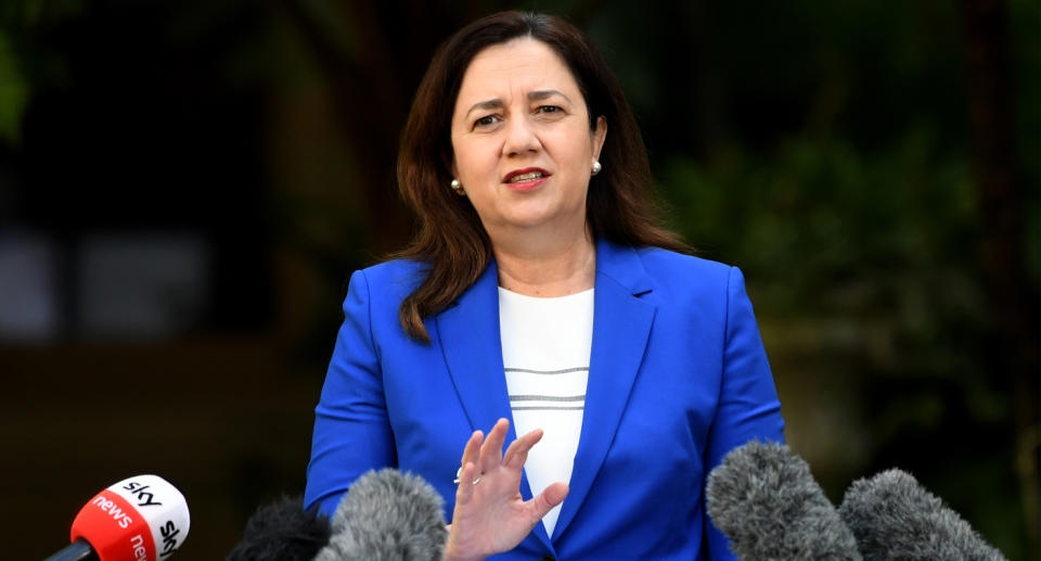 Annastacia Palaszczuk at a covid conference