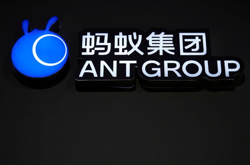 FILE PHOTO: A sign of Ant Group is seen during the World Internet Conference (WIC) in Wuzhen, China