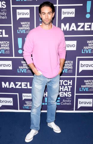 <p>Charles Sykes/Bravo/Getty</p> Chase Crawford on "Watch What Happens Live"