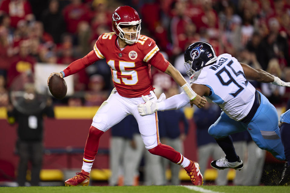 Patrick Mahomes led the Kansas City Chiefs to a comeback win over the Tennessee Titans. (Photo by Cooper Neill/Getty Images)