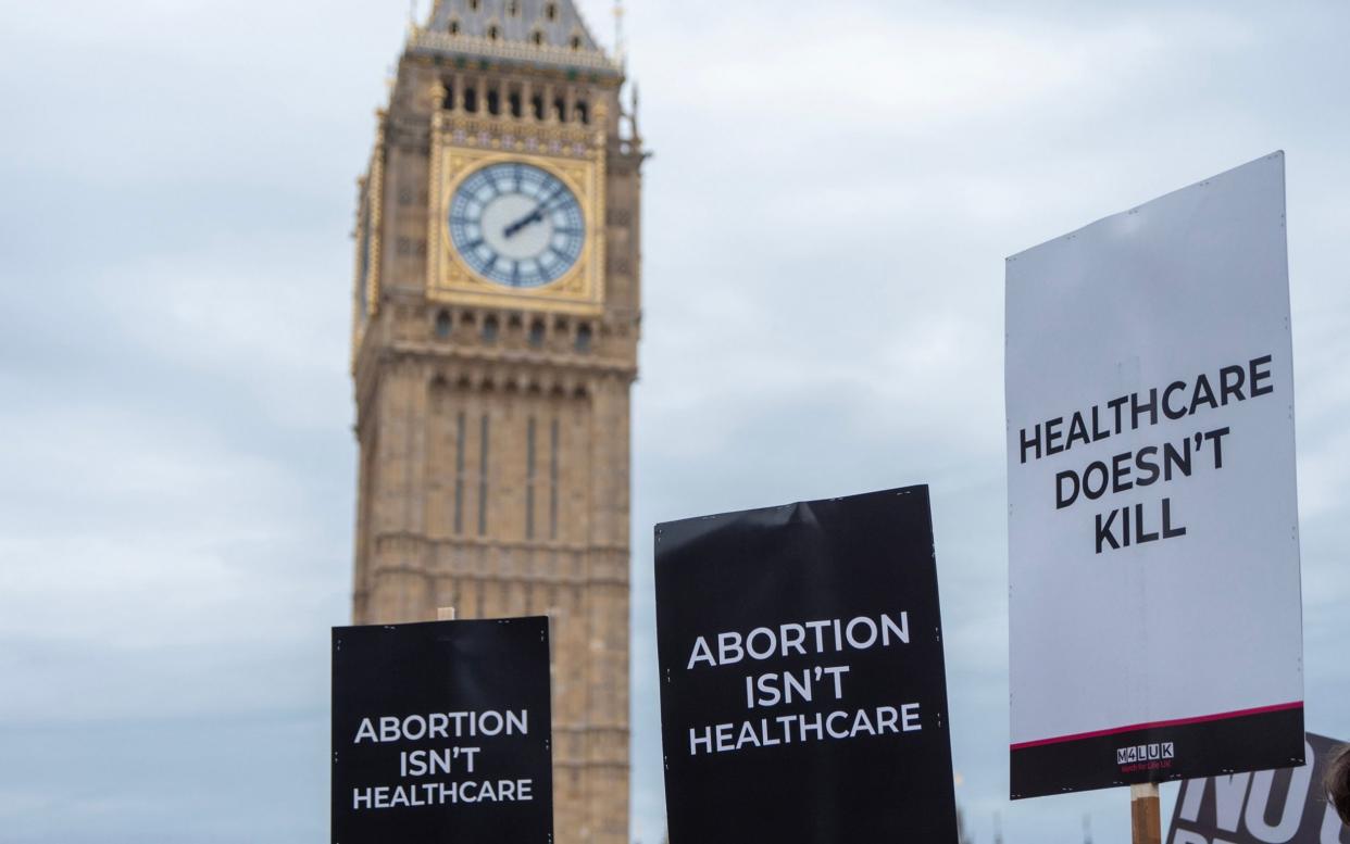 A pro-life protest near the Houses of Parliament