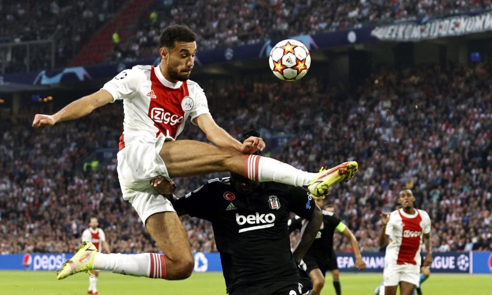 <span>Noussair Mazraoui in action for Ajax in a Champions League group game against Besiktas in May 2022. The Moroccan played under Erik ten Hag at the Dutch club.</span><span>Photograph: Maurice van Steen/ANP/AFP/Getty Images</span>