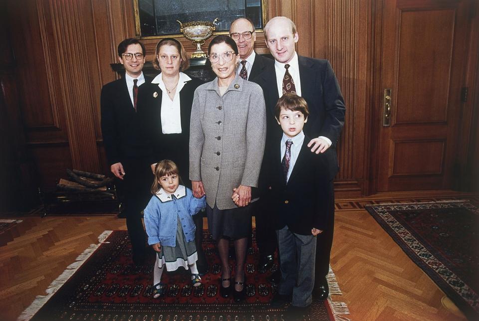 Supreme Court Justice Ruth Bader Ginsburg brings her family to work at the start of her first term in October 1993.