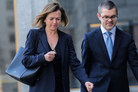 Joanna Hendon (L), attorney for U.S. President Donald Trump, is pictured outside the Manhattan Federal Court in New York City, New York, U.S., April 13, 2018. REUTERS/Jeenah Moon