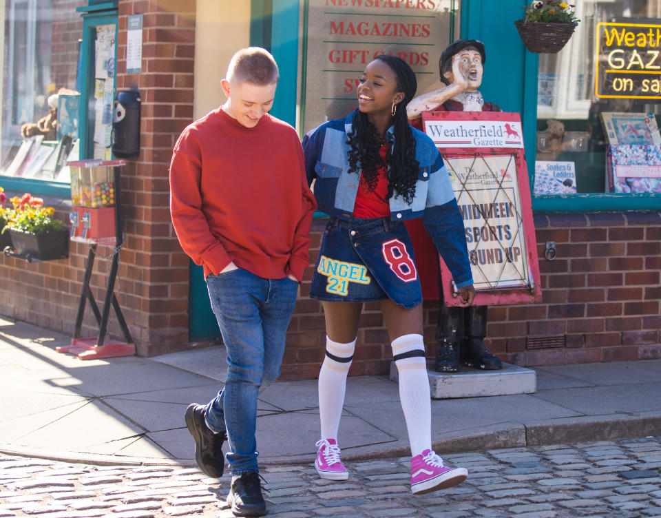 FROM ITV

STRICT EMBARGO  - No Use Before Tuesday 13th June 2023

Coronation Street - Ep 1098586

Wednesday 21st June 2023

As Max Turner [PADDY BEVER] and Bec [LUANA SANTOS] link arms and head down the street laughing, Alya Nazir [SAIR KHAN] watches with simmering resentment. 

Picture contact - David.crook@itv.com

Photographer - Danielle Baguley

This photograph is (C) ITV and can only be reproduced for editorial purposes directly in connection with the programme or event mentioned above, or ITV plc. This photograph must not be manipulated [excluding basic cropping] in a manner which alters the visual appearance of the person photographed deemed detrimental or inappropriate by ITV plc Picture Desk. This photograph must not be syndicated to any other company, publication or website, or permanently archived, without the express written permission of ITV Picture Desk. Full Terms and conditions are available on the website www.itv.com/presscentre/itvpictures/terms
