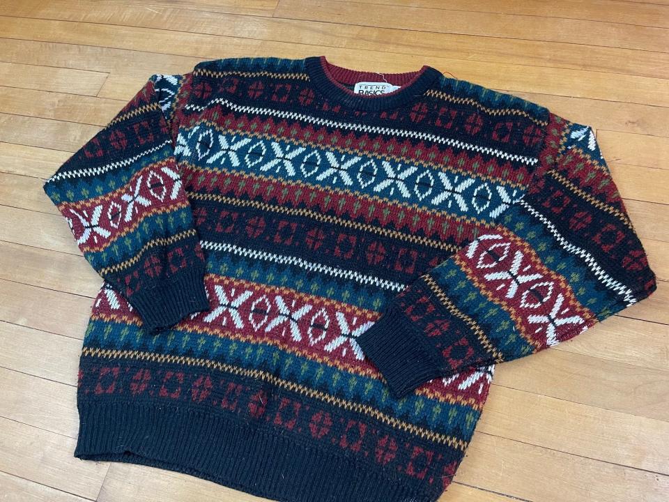 This sweater, which was popular in the '80s and '90s, is sold through Thrift Kist, a local business founded and run by two young West Bend entrepreneurs.