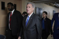 FILE - House Speaker Kevin McCarthy of Calif., walks to a House Republican Steering Committee meeting on Capitol Hill in Washington, Jan. 11, 2023. (AP Photo/Patrick Semansky, File)