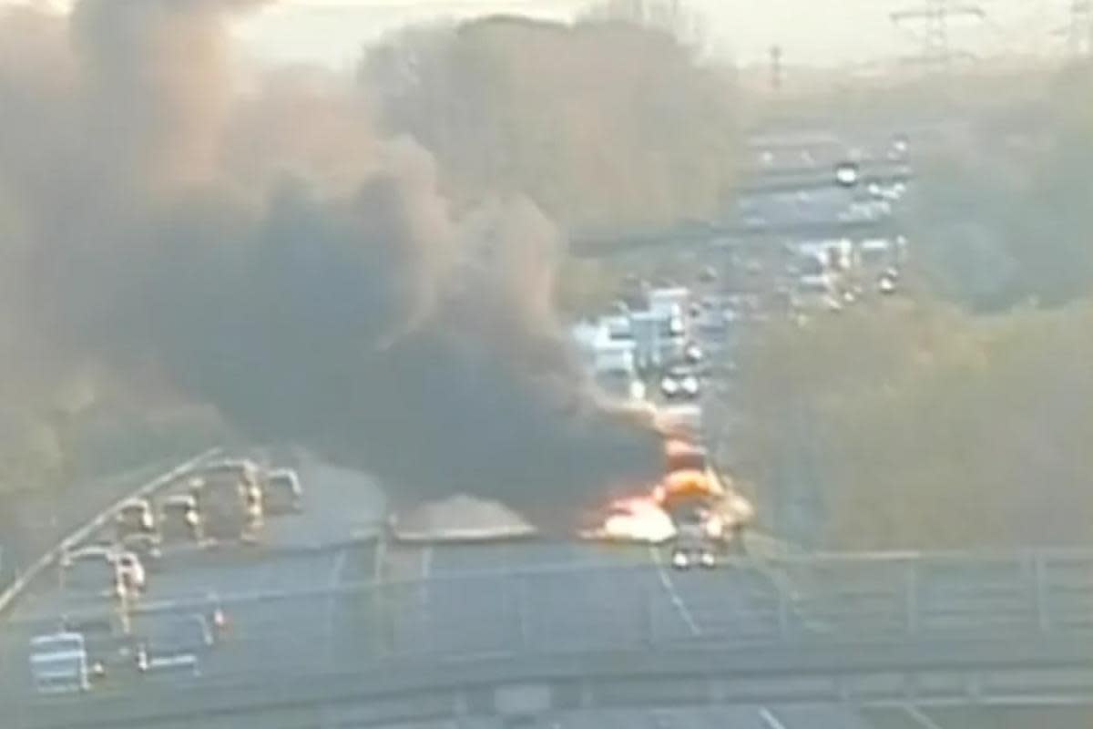 The fire on the M56 <i>(Image: Highways)</i>