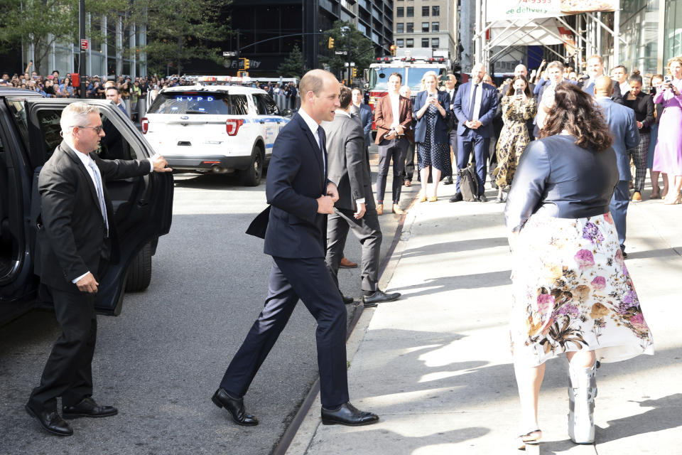 William, Prince of Wales, visits a FDNY Firehouse on Tuesday, Sept. 19, 2023, in New York City. (Dimitrios Kambouris/Pool Photo via AP)