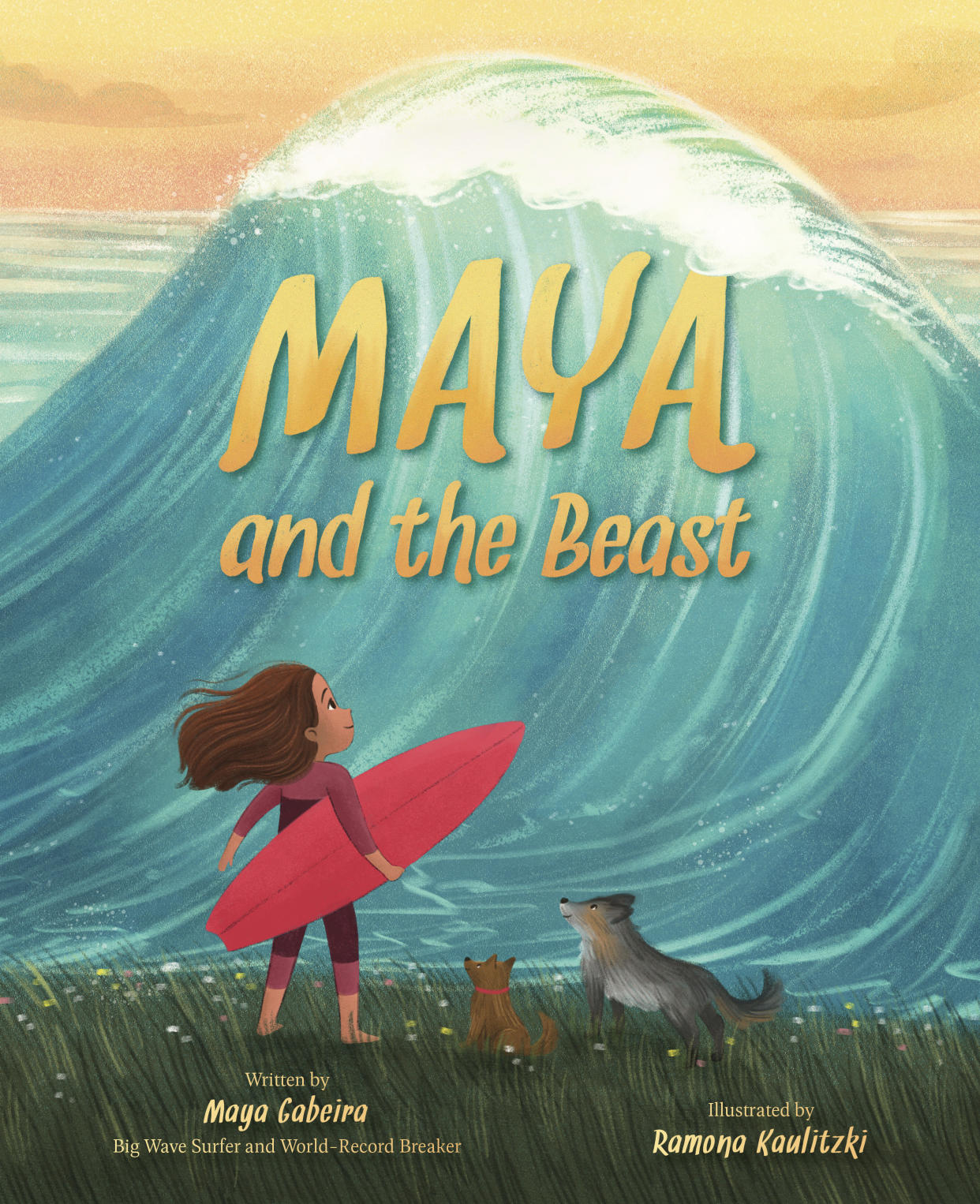 This image released by Abrams Books shows the children's book "Maya and the Beast," by surfer Maya Gabeira. (Abrams Books via AP)