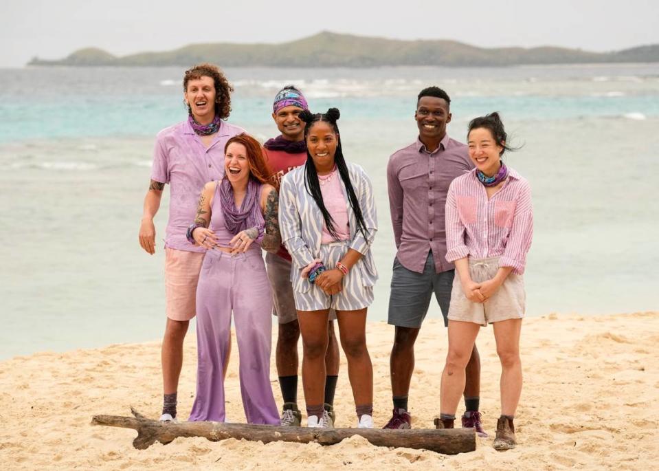 Kenzie Petty, second from left, with fellow "Survivor 46" cast members (pictured, left to right) David “Jelinsky” Jelinsky, Bhanu Gopal, Tiffany Ervin, Q Burdette, and Jessica “Jess” Chong.