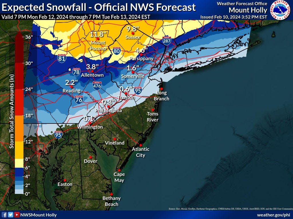 The National Weather Service as of Saturday evening was predicting a winter storm would barrel into the region Tuesday morning, potentially causing "significant travel disruptions."