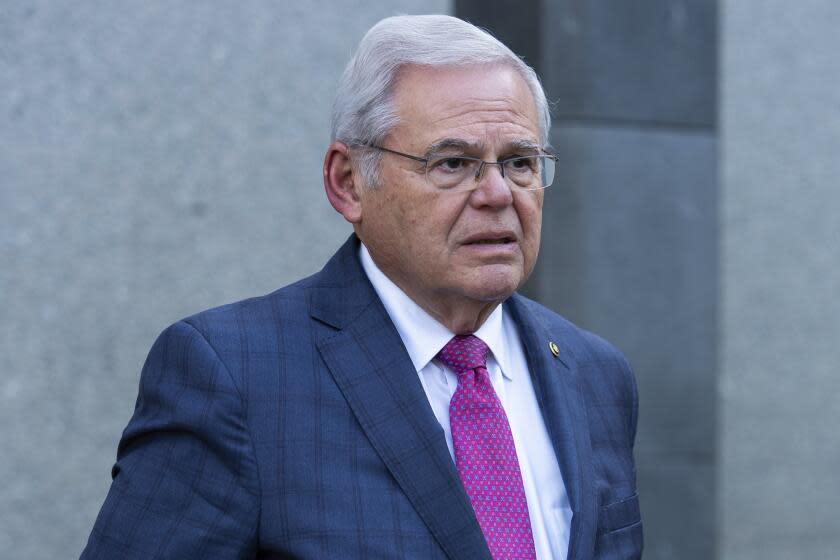 Sen. Robert Menendez, D-N.J., leaves federal court, Tuesday, May 21, 2024, in New York. (AP Photo/Julia Nikhinson)