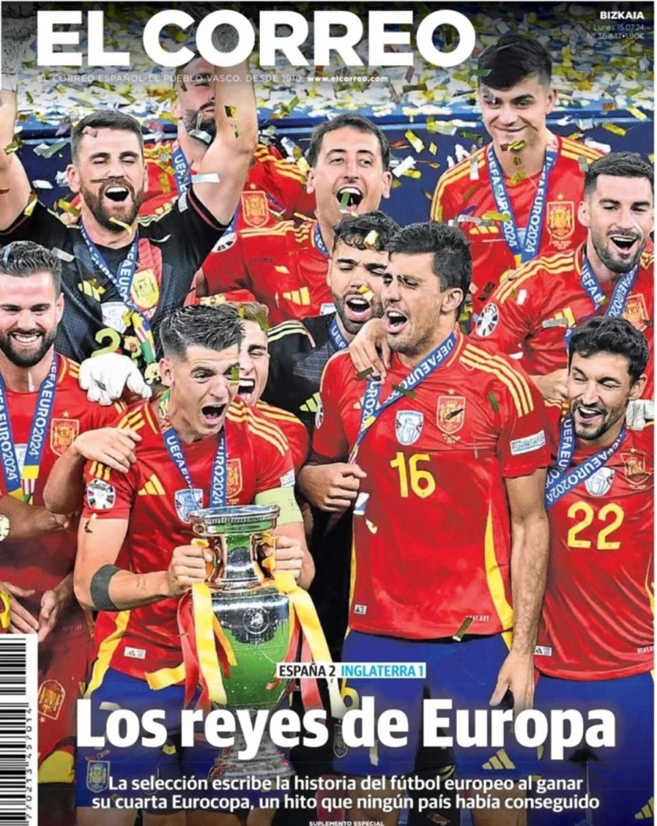 El Correo declared Spain’s team the Kings of Europe (El Correo)