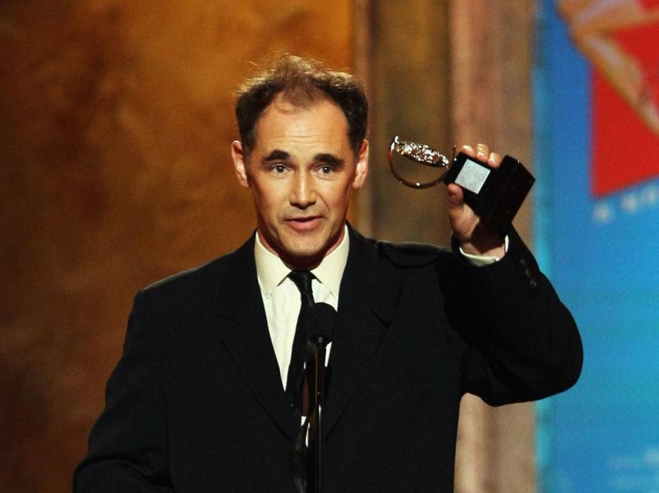 Rylance accepting a Tony award for Best Performance in 2008 (Getty)