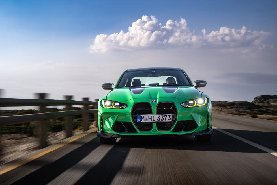 <p>The 2024 BMW M3 CS is essentially an M4 CSL with more doors, more seats, and all-wheel-drive. It gets the same 543-hp inline-six and the same ZF eight-speed automatic transmission. But thanks to the extra driven wheels, it can sprint to 60 mph in just 3.2 seconds, quicker than the CSL. It also gets a host of chassis changes, carbon-fiber add-ons, and unique exterior colors. </p><p><a class="link " href="https://www.roadandtrack.com/news/a42558652/2024-bmw-m3-cs/" rel="nofollow noopener" target="_blank" data-ylk="slk:Check out the full story to learn more;elm:context_link;itc:0;sec:content-canvas">Check out the full story to learn more</a></p>