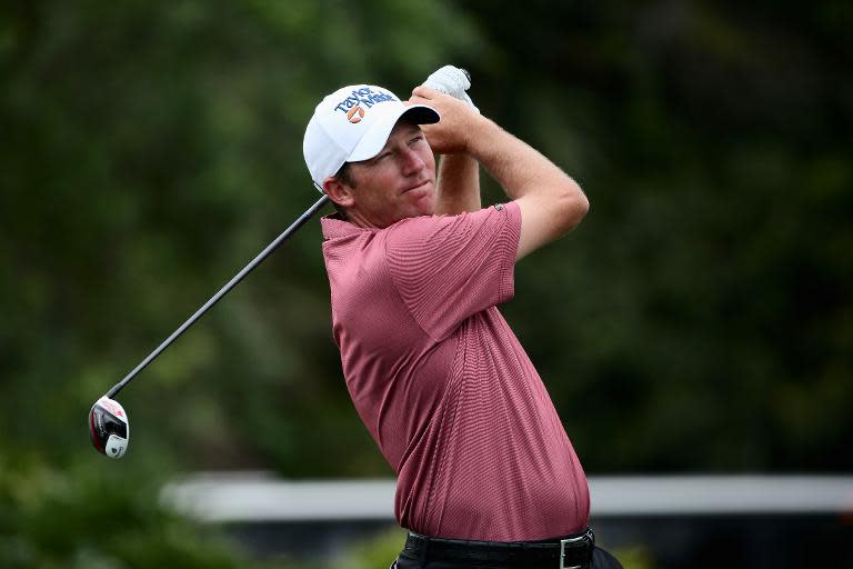 Jim Herman plays his tee shot on the 8th hole during the first round of the Honda Classic on February 26, 2015 in Palm Beach Gardens