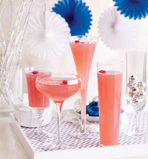 <div class="caption-credit"> Photo by: Kana Okada</div><div class="caption-title">Pear-Cranberry Sparkler</div>Keeping things light and lovely at a party with the girls? Try a <b><a href="http://www.self.com/fooddiet/recipes/2012/12/pear-cranberry-sparklers?mbid=synd_shine" rel="nofollow noopener" target="_blank" data-ylk="slk:Pear-Cranberry Sparkler;elm:context_link;itc:0;sec:content-canvas" class="link ">Pear-Cranberry Sparkler</a></b>; the cocktail has just a splash of Prosecco--or seltzer for those not drinking--and clocks in at just 45 cals per glass (sans booze). They're also awesome served at a <a href="http://www.self.com/fooddiet/2012/12/holiday-brunch-recipes-slideshow?mbid=synd_yshine" rel="nofollow noopener" target="_blank" data-ylk="slk:New Years' Day brunch;elm:context_link;itc:0;sec:content-canvas" class="link ">New Years' Day brunch</a>.