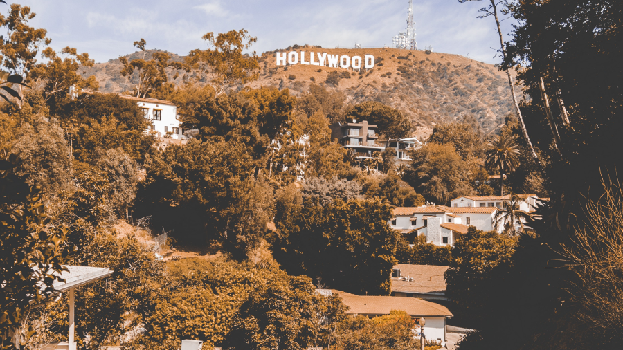 The Hollywood Sign in Los Angeles is seen with several homes in the foreground in this undated photo (Vinicius Maciel/Pexels.com)