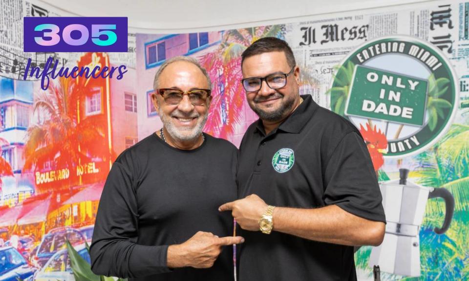 Emilio Estefan, co-owner, and Lenny Carter (right), founder of Only in Dade.