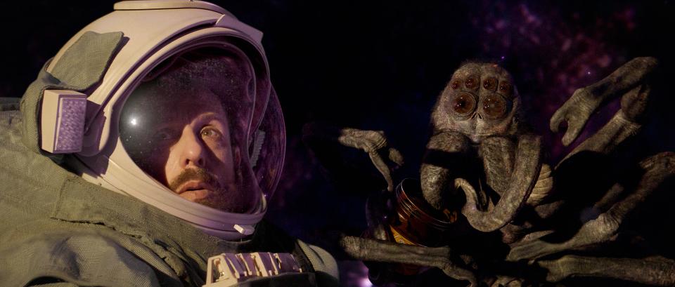 Adam Sandler plays a Czech cosmonaut who befriends a giant alien spider (voiced by Paul Dano) in "Spaceman."