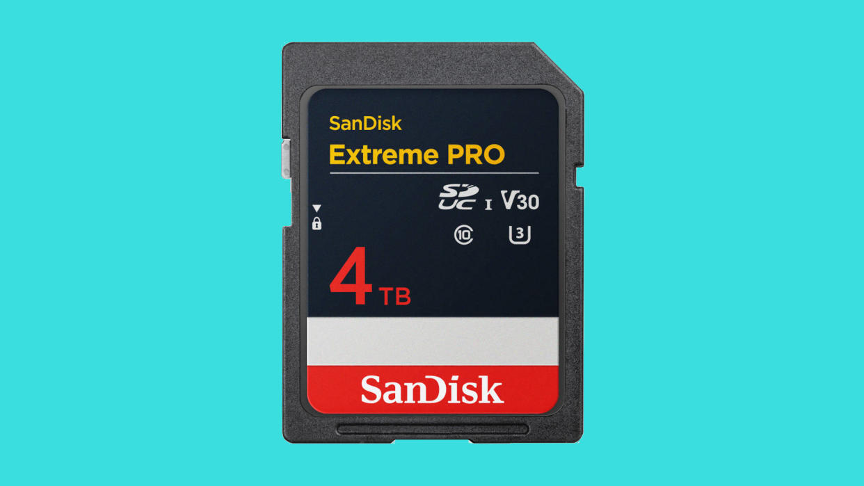  Promotional image of Western Digital's SanDisk 4TB Extreme PRO SD card. 