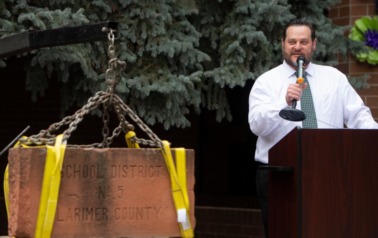 Ryan Thomson, an assistant principal at Lincoln Middle School for the past nine years and interim principal since January 2022, will become the school's permanent principal this summer, Poudre School District announced in a news release. Thomson is pictured here on May 7, 2021, as students, staff and alumni of Lincoln prepare to open a time capsule placed in the school's courtyard in 2001.