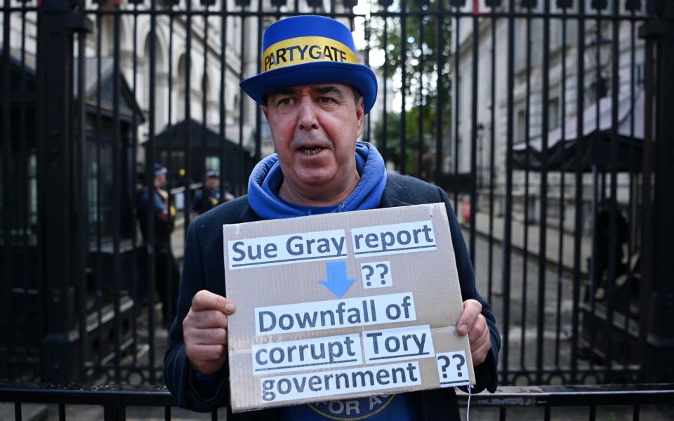 Partygate protester - Andy Rain/EPA-EFE/Shutterstock