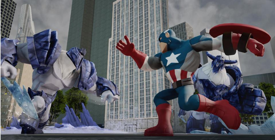 This photo provided by Disney shows Marvel's The Avengers play set from "Disney Infinity" (2.0 edition). Walt Disney Co. is adding several Marvel superheros to its toys-meets-game series "Disney Infinity." The company announced plans on Wednesday, April 30, 2014, to bring such characters as Captain America, Iron Man and Thor to a new installment of the game. (AP Photo/Disney)