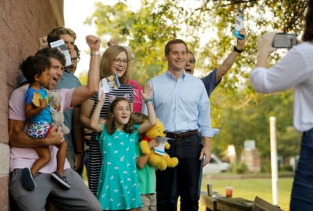 Dan McCready, Democratic candidate in the special election for North Carolina's 9th Congressional District, films video for campaign in Charlotte, North Carolina