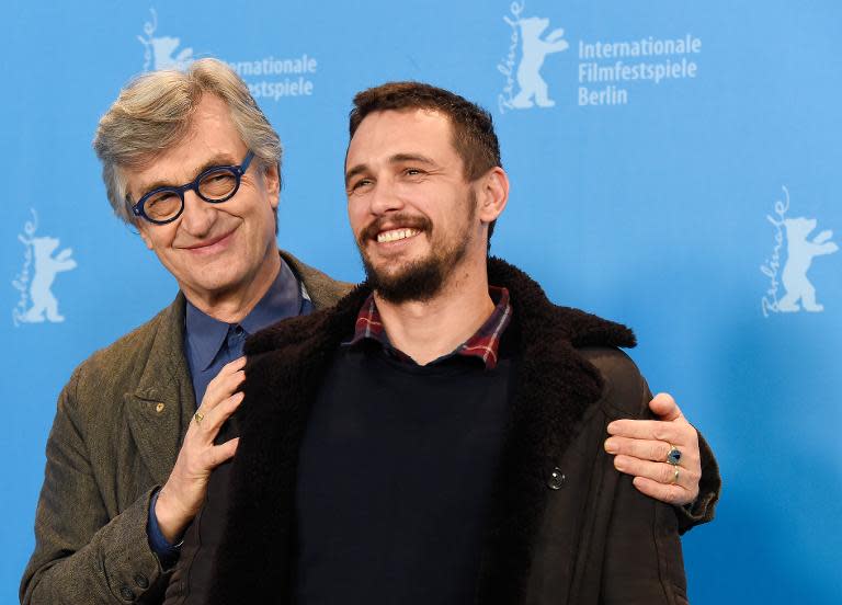 German director Wim Wenders (L) and US actor James Franco during the photocall of the film "Every Thing Will Be Fine" at the 65th Berlin International Film Festival Berlinale in Berlin, on February 10, 2015