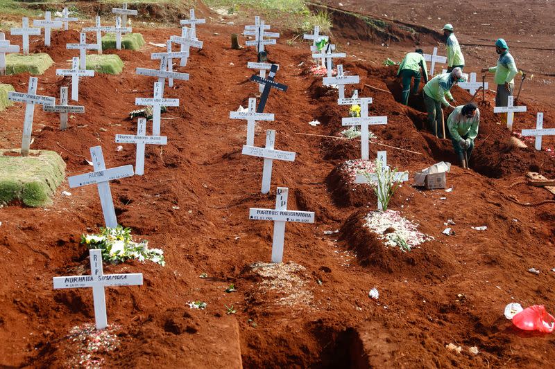 FILE PHOTO: Cemetery in Indonesia's capital running out of space as coronavirus cases surge