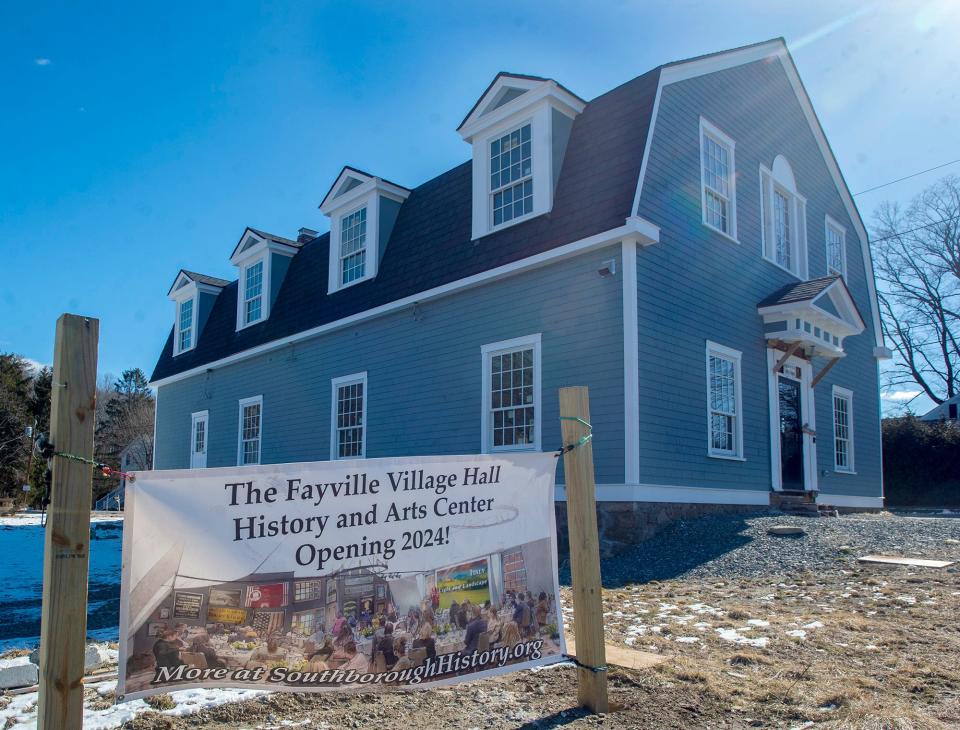 The under renovation Fayville Village Hall History and Arts Center at 42 Central St., Southborough, Feb. 19, 2024.