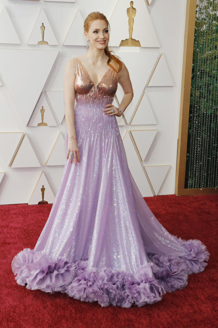 Jessica Chastain channelled the camp aura of Tammy Faye for the 94th Oscars in 2022. (Photo by P. Lehman/Future Publishing via Getty Images)