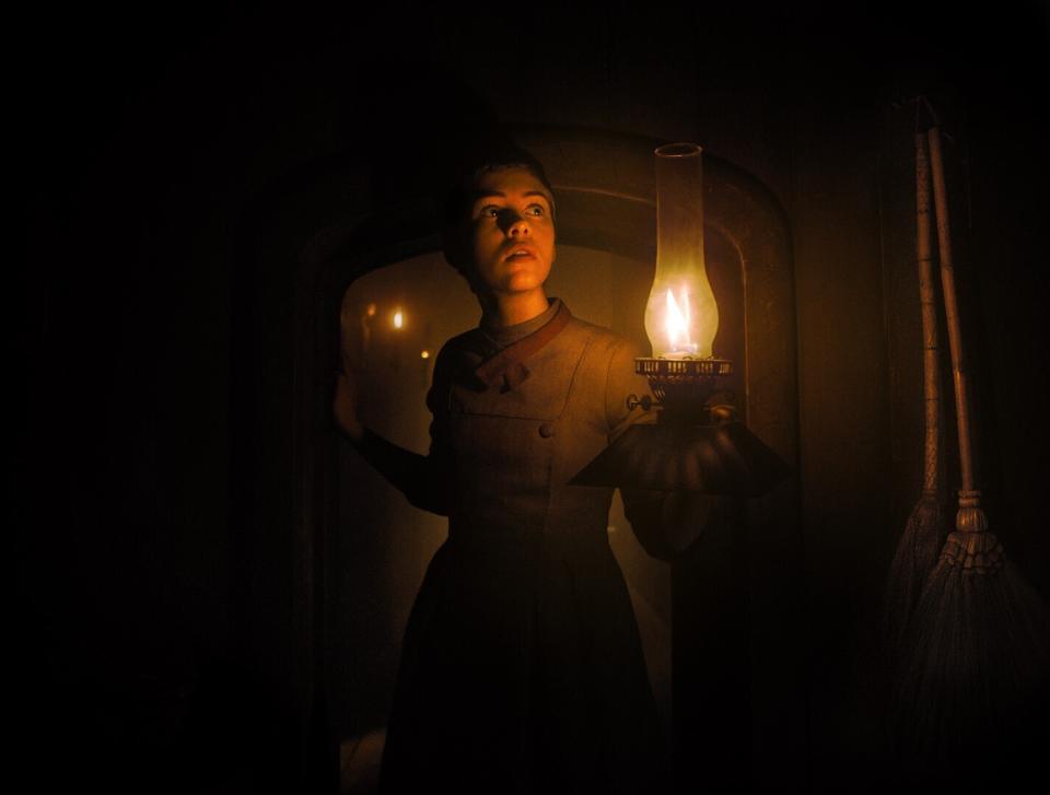 This image released by Orion Pictures shows Sophia Lillis in a scene from "Gretel & Hansel." (Orion Pictures via AP)
